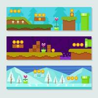 avontuur speelhal spel landschap banners vector