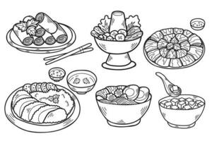 hand- getrokken Chinese voedsel verzameling in vlak stijl illustratie voor bedrijf ideeën vector