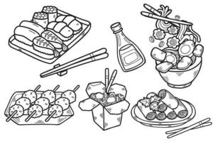 hand- getrokken Chinese voedsel verzameling in vlak stijl illustratie voor bedrijf ideeën vector