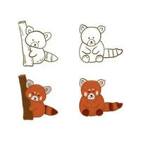 rood panda schattig dier vector illustratie