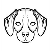 zwart-wit lijntekeningen van de voorkant van de beagle hond hoofd goed gebruik voor symbool mascotte pictogram avatar tatoeage t-shirt ontwerp logo of een ontwerp vector