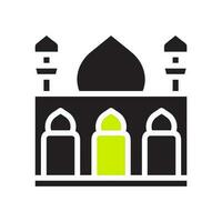 moskee icoon solide zwart groen kleur Ramadan symbool illustratie perfect. vector