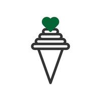 ijs room liefde icoon duotoon groen zwart stijl Valentijn illustratie symbool perfect. vector