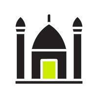 moskee icoon solide zwart groen kleur Ramadan symbool illustratie perfect. vector