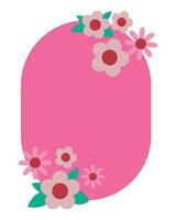 roze decoratie met bloemen over- wit vector