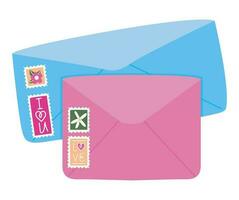 gekleurde liefde brieven met postzegels vector
