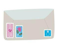 gekleurde envelop icoon met postzegels vector