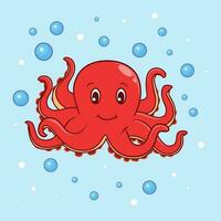 Octopus en lucht bubbels tekenfilm illustratie vector beeld