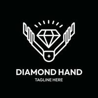 diamant op te slaan lijn kunst schets logo vector