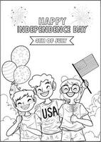 4e van juli onafhankelijkheid dag kleur boek kleur bladzijde voor kinderen werkzaamheid. eenheid in diversiteit. vector