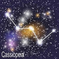 cassiopeia-sterrenbeeld met mooie heldere sterren op de achtergrond van kosmische hemel vectorillustratie vector