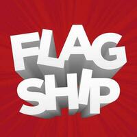 typografie van vlag schip Product promotionele opschrift met dynamisch rood achtergrond vector