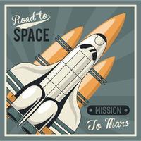 leven in de ruimte-poster met ruimteschip vector