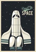 leven in de ruimte-poster met ruimteschip vector
