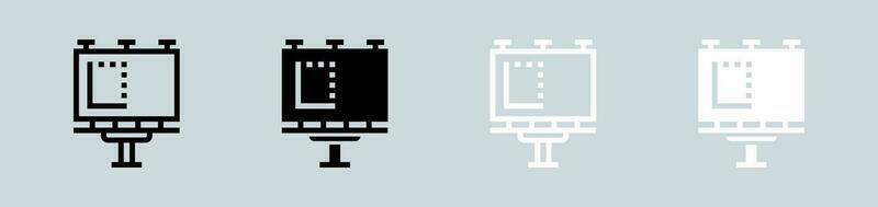 aanplakbord icoon reeks in zwart en wit. advertentie tekens vector illustratie.