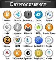 set van cryptocurrency pictogram vector