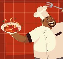 chef-kok die het restaurantontwerp van de receptensoep voorbereidt vector