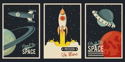 leven in de ruimte poster met scènes vector