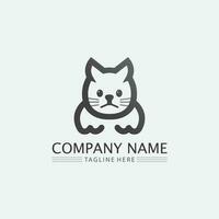 kat logo en vector dier pictogram voetafdruk kitten calico logo hond symbool cartoon karakter teken illustratie doodle ontwerp