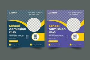 vector school- toelating sociaal media post sjabloon voor school- Promotie post bannervector school- toelating sociaal media post sjabloon voor school- Promotie post banier