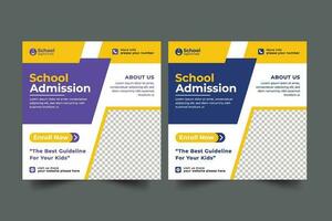 vector school- toelating sociaal media post sjabloon voor school- Promotie post bannervector school- toelating sociaal media post sjabloon voor school- Promotie post banier