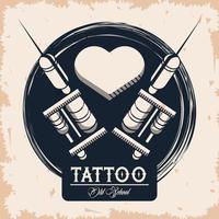 tattoo studio machines met artistieke hartafbeelding vector