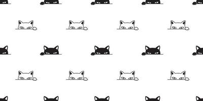 kat naadloos patroon vector poot katje calico halloween tekenfilm sjaal geïsoleerd tegel achtergrond herhaling behang illustratie tekening zwart wit
