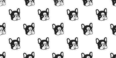 hond naadloos patroon Frans bulldog vector sjaal geïsoleerd tekenfilm tegel achtergrond herhaling behang zwart