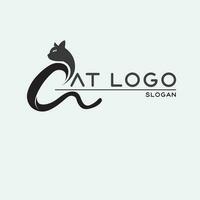 kat logo en vector dier pictogram voetafdruk kitten calico logo hond symbool cartoon karakter teken illustratie doodle ontwerp