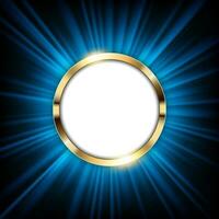 metalen goud ring met tekst ruimte en blauw licht verlicht, vector illustratie