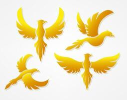 vliegend vogelstand goud kleur teken set, vector illustratie