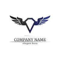 Vleugels logo bedrijf en ontwerp dier Vleugels vector snel vogel symbool icoon vlieg