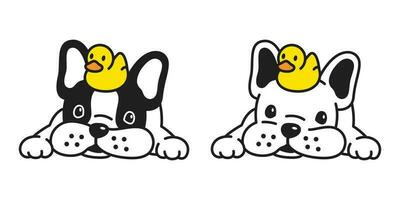 hond vector Frans bulldog eend rubber icoon tekenfilm karakter puppy logo tekening illustratie