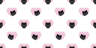 kat naadloos patroon hart vector Valentijn katje hoofd calico zwart sjaal geïsoleerd herhaling behang tekenfilm tegel achtergrond illustratie
