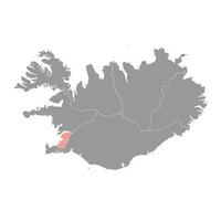 hoofdstad regio kaart, administratief wijk van IJsland. vector illustratie.
