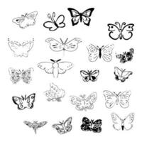 stencils van mooi vlinders geïsoleerd Aan een wit achtergrond. hand- tekening illustratie. vector