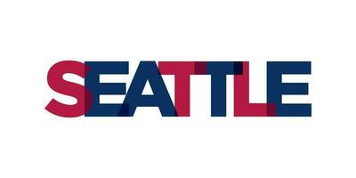 Seattle, Washington, Verenigde Staten van Amerika typografie leuze ontwerp. Amerika logo met grafisch stad belettering voor afdrukken en web. vector