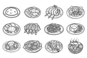 hand- getrokken Thais voedsel verzameling in vlak stijl illustratie voor bedrijf ideeën vector