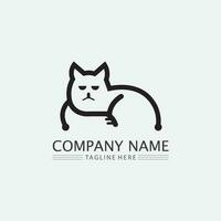 kat logo en vector dier pictogram voetafdruk kitten calico logo hond symbool cartoon karakter teken illustratie doodle ontwerp