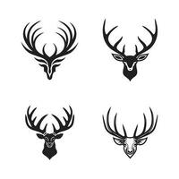 hand- getrokken wijnoogst hert hoofd logo in vlak lijn kunst stijl vector