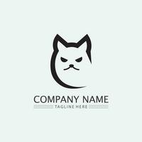 kat logo en vector dier pictogram voetafdruk kitten calico logo hond symbool cartoon karakter teken illustratie doodle ontwerp