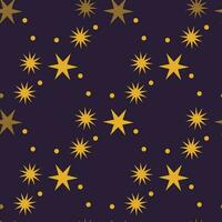 naadloos patroon met geel sterren Aan donker blauw achtergrond vector