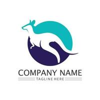 kangoeroe dier logo en ontwerp vector illustrtion