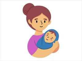 hand- getrokken moeder Holding baby illustratie vector
