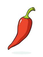 tekenfilm illustratie van rood pittig heet Chili peper vector