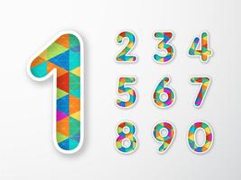 Trendy kleurrijke geometrische driehoekige cijfers Vector Set
