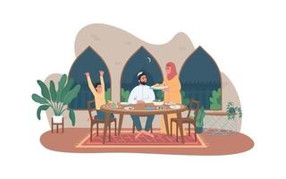 familie ramadan maaltijd 2d vector webbanner
