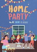 home party poster platte vector sjabloon