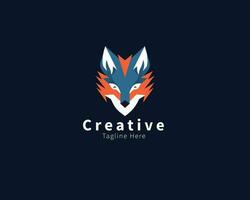vos hoofd logo ontwerp, gemakkelijk abstract wolf gezicht logo concept ontwerp sjabloon vector