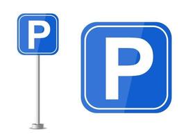 parkeerplaats voor auto. blauw verkeersbord met letter p